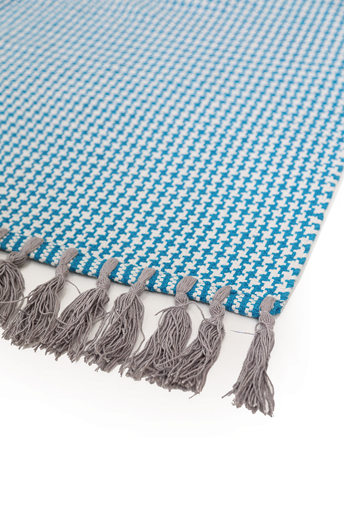 Χαλί Urban Cotton Kilim Houndstooth Caribbean Sea Royal Carpet - 130 x 190 cm - Image 2