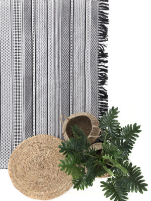 Χαλί Urban Cotton Kilim Samaira Black White Royal Carpet - 70 x 140 cm - Image 3